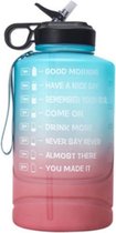 XXL Motiverende Waterfles – 2,2 Liter – Aqua/Roze