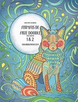 Livro para Colorir de Animais de Arte Doodle para Adultos 1 & 2