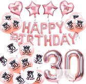 30 jaar rose verjaardag thema - decoratie feestpakket roze