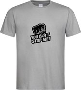 Grijs T-Shirt met “You Can't stop Me “ print Zwart  Size L