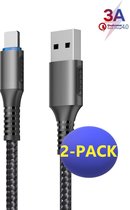 2x  USB-C Data- en Laadkabel - 2.4A Snellader Kabel - Fast en Quick Charge Oplaadkabel - Type C Naar USB-A - Oplaadsnoer Telefoon - Laptop - Samsung Galaxy en Note - Sony - OnePlus - Gevlocht