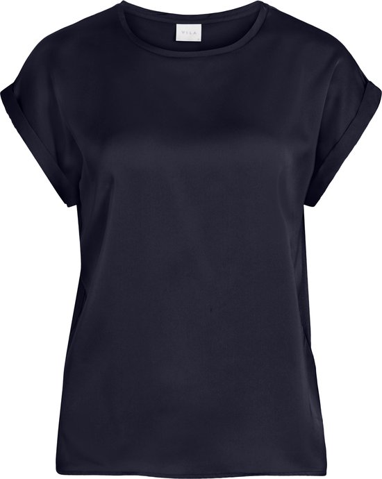 Vila T-shirt Viellette S/s Satin Top/su - Noos 14059563 Navy Blazer Dames Maat - 42