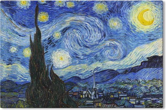 Canvas Schilderij De Sterrennacht - Vincent van Gogh - 90x60 cm