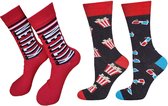 2 paar - Verjaardag cadeautje - Bioscoop Sokken - Netflix sokken - Valentijn - Vrolijke sokken - Luckyday Socks - Sokken met tekst - Aparte Sokken - Socks waar je Happy van wordt - Maat 37-44