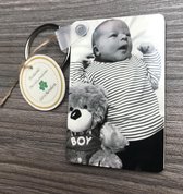 Sleutelhanger met foto op mdf voor baby, verjaardag, dier