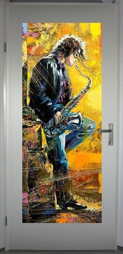 Affiche de porte 'Saxophone' - autocollant de porte 65x162,5 cm