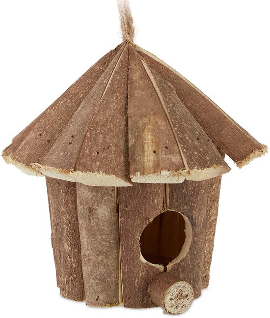 Relaxdays decoratie vogelhuisje - hout - vogelhuis- nestkast - houten huisje - voor tuin