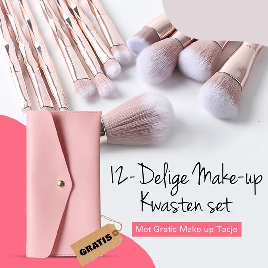 Beaurose Make Up Kwasten Set - Make Up Brush - Oogschaduw - Foundation Kwast - Poeder Kwast - Brush - Make up - Cosmetica - Kwasten Set - 12 Stuks - BeauRose