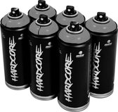 MTN Hardcore Matter Grey - grijze spuitverf - 6 stuks - 400ml hoge druk en glossy afwerking