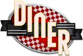 Diner Red Checkers Zwaar Metalen Bord - 61 x 41 cm