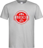 Grijs T-Shirt met “ Legend sinds 1971 “ print Rood  Size L