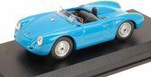 De 1:43 Diecast Modelcar van de Porsche 550 RS Spider van 1957 in Blue. De fabrikant van het schaalmodel is Best Model. Dit model is alleen online verkrijgbaar