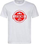 Wit T-Shirt met “ Legend sinds 1971 “ print Rood  Size XL