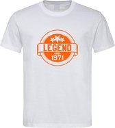 Wit T-Shirt met “ Legend sinds 1971 “ print Oranje  Size XL