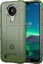 Nokia 1.4 Hoesje - Rugged Shield TPU Gelcase - Groen - GSM Hoesje - Telefoonhoesje Geschikt Voor: Nokia 1.4