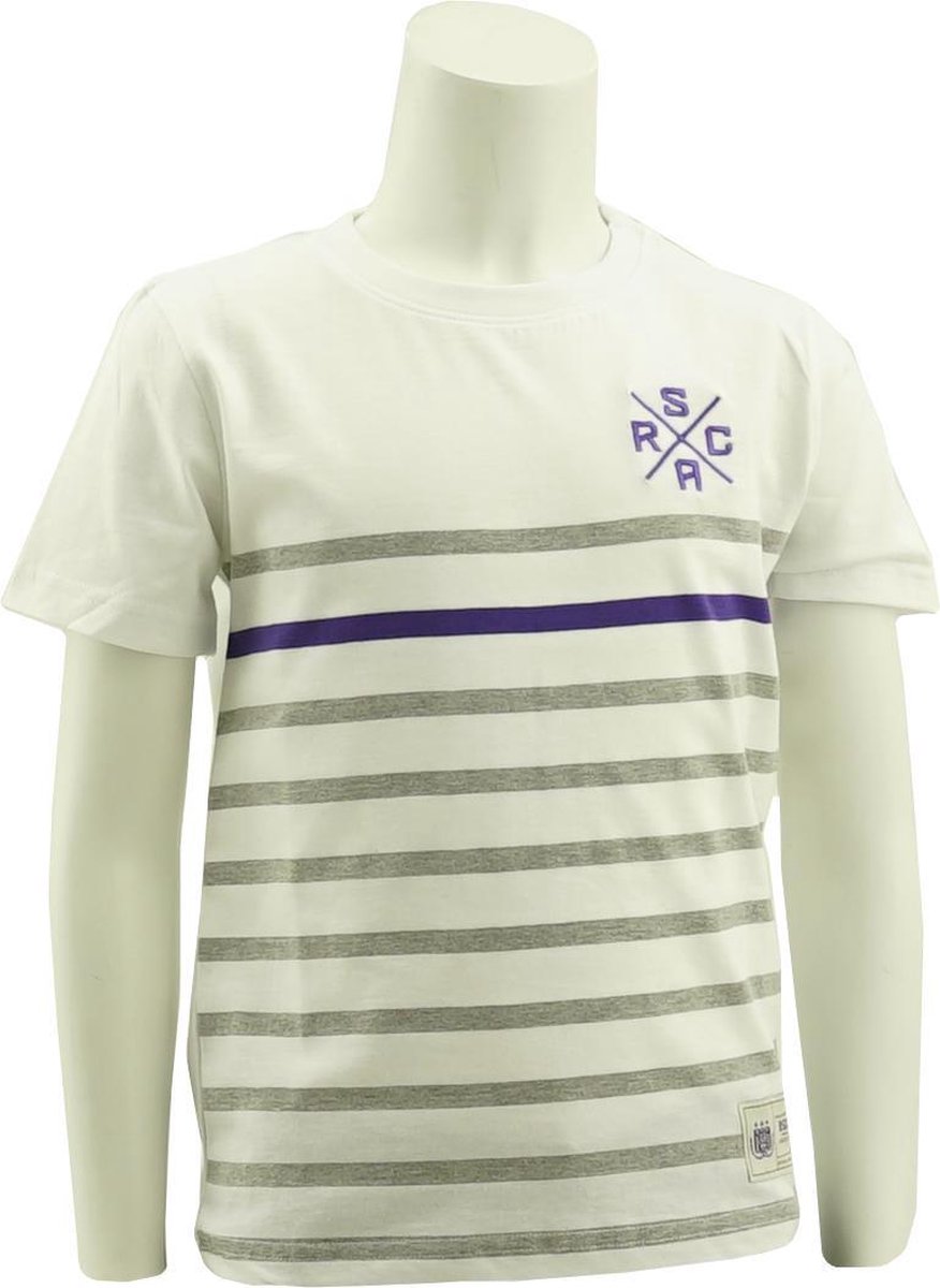 RSC Anderlecht gestreept t-shirt kids logo x maat 146/152 (11 a 12 jaar)
