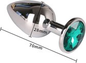 NewAgeDevi Crystal - Butt bling - Anal - Buttplug - Groen - Zilver | 28 mm