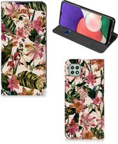 Hoesje ontwerpen Geschikt voor Samsung Galaxy A22 5G Smart Cover Valentijn Cadeautje Vrouw Bloemen