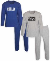 Aprox DUO-PACK heren pyjama Kobaltblauw & Grijs Melange AXPYH1101X - Maten: XL