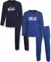 Aprox DUO-PACK heren pyjama Kobaltblauw & Donker Blauw AXPYH1101Y - Maten: XL