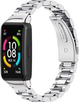 Stalen Smartwatch bandje - Geschikt voor  Huawei Band 6 stalen band - zilver - Strap-it Horlogeband / Polsband / Armband