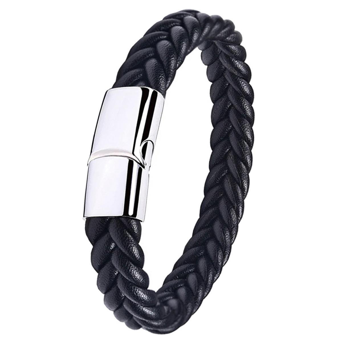 COOLSTEELANDBEYOND Leren armband zwart – heren dames Multi-Brin lederen wikkelarmband met snap button – minimalistisch, longueur 19.5-21CM, Leer, Zonder sierstenen COOLSTEELANDBEYOND Leren armband zwart – heren dames Multi-Brin lederen wikkelarmband met snap button – minimalistisch, longueur 19.5-21CM, Leer, Zonder sierstenen