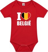 I love Belgie baby rompertje rood jongens en meisjes - Kraamcadeau - Babykleding - Belgie landen romper 68 (4-6 maanden)