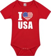 I love USA baby rompertje rood jongens en meisjes - Kraamcadeau - Babykleding - Amerika landen romper 92 (18-24 maanden)