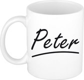 Peter naam cadeau mok / beker met sierlijke letters - Cadeau collega/ vaderdag/ verjaardag of persoonlijke voornaam mok werknemers