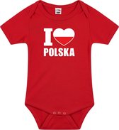 I love Polska baby rompertje rood jongens en meisjes - Kraamcadeau - Babykleding - Polen landen romper 80 (9-12 maanden)