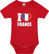 I love France baby rompertje rood jongens en meisjes - Kraamcadeau - Babykleding - Frankrijk landen romper 92 (18-24 maanden)