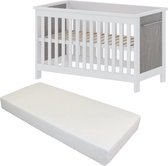 Born Lucky ® Babybed / Ledikant Noel Met Matras Wit/Eiken 60 x 120 cm