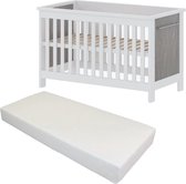 Cabino Babybed / Ledikant Noel Met Matras  Wit/Eiken 60 x 120 cm