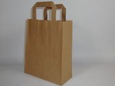 Papieren draagtas / papieren tassen platte greep 18 x 8 x 22 cm bruin (50 stuks).