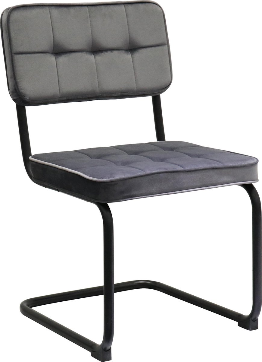 Eetkamerstoel Madrid velvet - Set van 4 - Grijs - Fluweel - Velvet - Eetkamerstoel - Eetkamerstoelen - Woonkamerstoelen