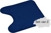 2x Toiletmat blauw - Antislip - Wc/Toilet - Matten sets - Badkamer mat - Anti slip