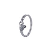 Silventi 9SIL-21521 Zilveren Ring - Dames - Zirkonia - Losse Hangertjes - Zon en maan - Maat 52 - Rhodium - Zilver