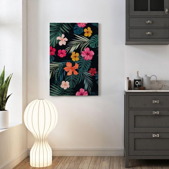 Artaza Peinture sur toile dessinée Fleurs tropicales – Abstrait – 40 x 60 – Photo sur toile – Impression sur toile