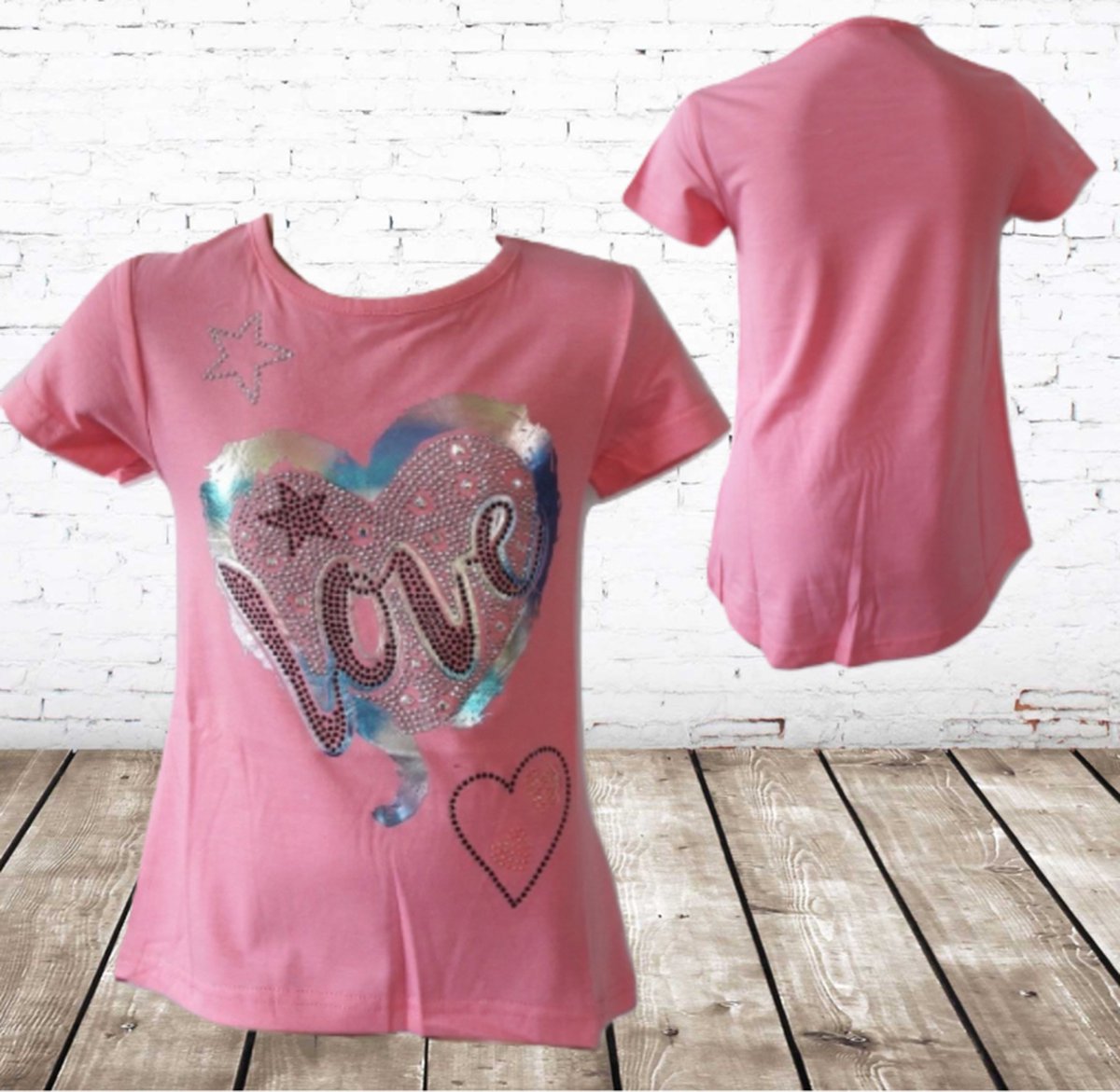 T shirt meisjes Love roze -s&C-98/104-t-shirts meisjes