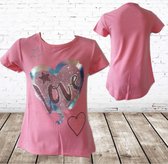 T shirt meisjes Love roze -s&C-98/104-t-shirts meisjes