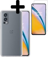 OnePlus Nord 2 Hoesje Transparant Siliconen Case Met Screenprotector - OnePlus Nord 2 Case Hoes met Screenprotector - Transparant