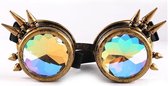 Caleidoscoop Bril Stekels - Brons - Steampunk Bril - Feestbril - Partybril - Festival Bril