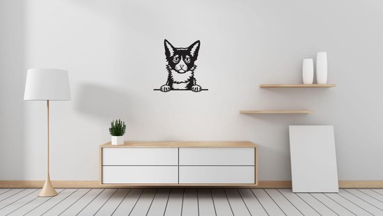 LaPerm - Chat - Femelle - M - 60x61cm - Zwart - décoration murale