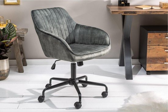 Chaise de bureau avec accoudoirs tissu velours vert | bol
