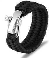Outdoor armband zwart met verstelbare aansluiting van RVS - armband - stoere armband -
