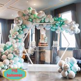 Baloba® BallonnenBoog Macaron Tiffany Blauw, Grijs, Macaron Blauw, Chrome Groen & Chrome Zilver ballonnen - Feest Versiering Ballonnen - Verjaardag Bruiloft Versiering - 148 Helium Ballonnen