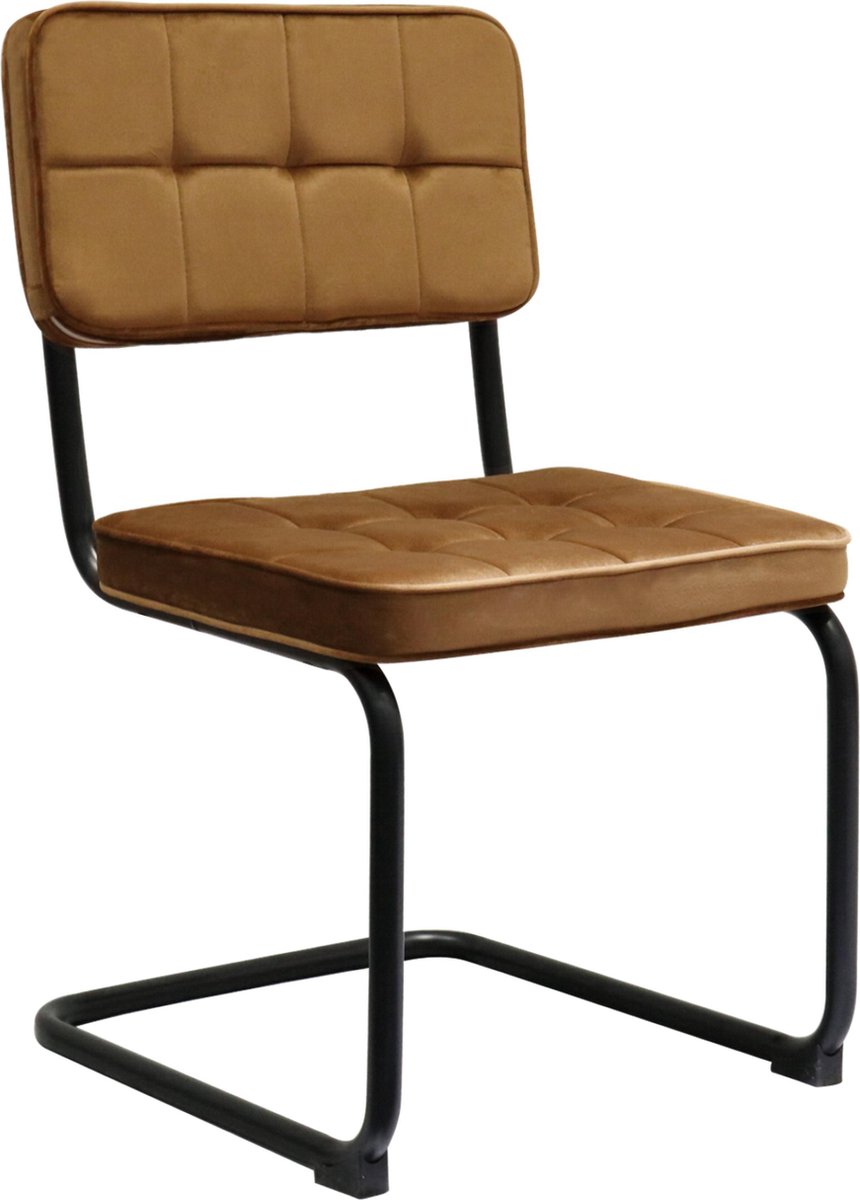 Eetkamerstoel Madrid velvet - Set van 4 - Bruin - Fluweel - Velvet - Eetkamerstoel - Eetkamerstoelen - Woonkamerstoelen