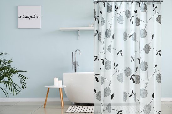 Su.B.dgn Douchegordijn 120x180 polyester badkamer douchegordijn wasbaar met 12 | bol.com