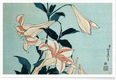 JUNIQE - Poster Hokusai - Trumpet Lilies -40x60 /Blauw & Groen