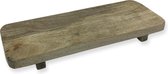 Decoratie plank mangohout van WDMT™ | 38 x 14 x 4 cm | Houten decoratie plank op voet | Bruin